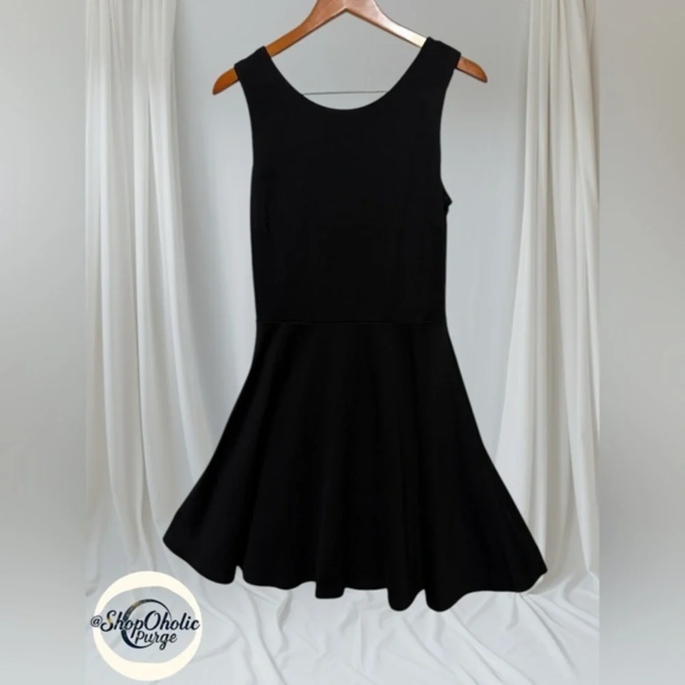 Bar III Black Fit & Flare Dress XL Cutout Back Stretchy